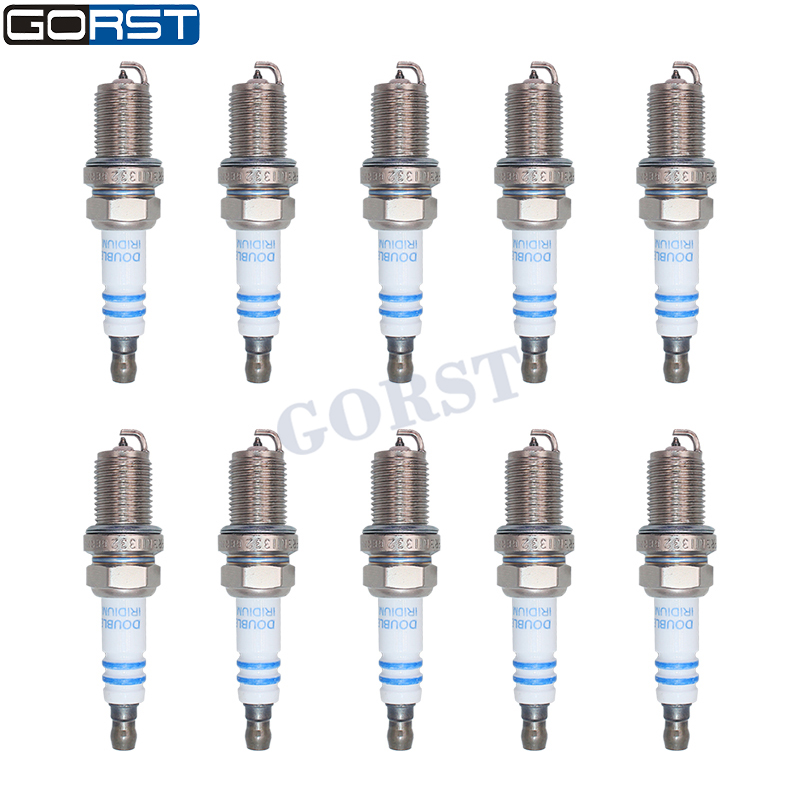 Bosch Spark Plug Iridium - 10 Stück M14x1,25 Doppel-Iridium-Zündkerze FR3KII332 für